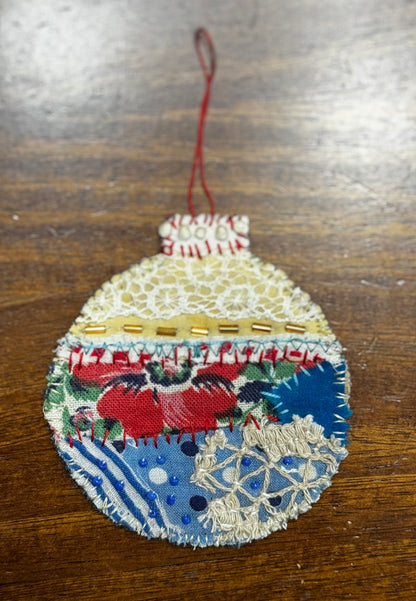Slow Stitched Round Ornament (RO2)