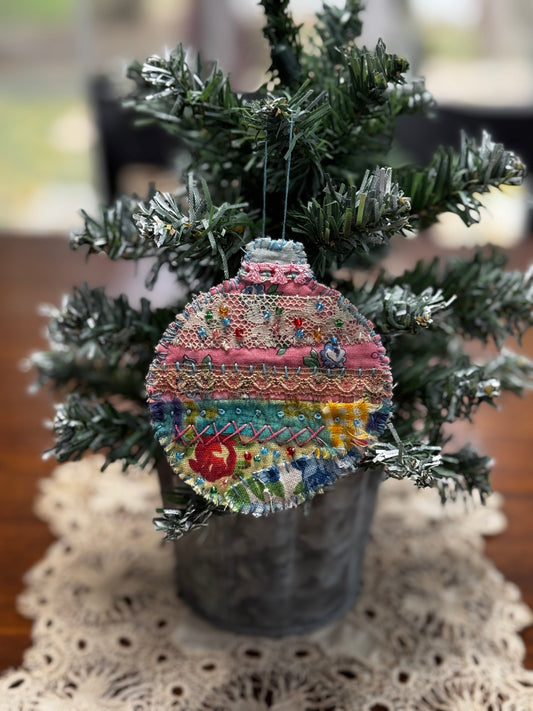 Slow Stitched Round Ornament ( RO3)