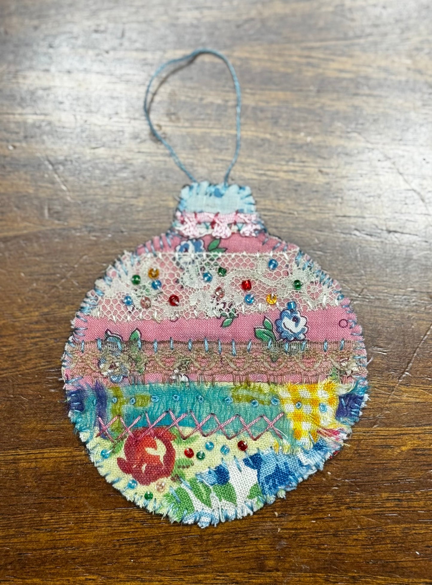 Slow Stitched Round Ornament ( RO3)