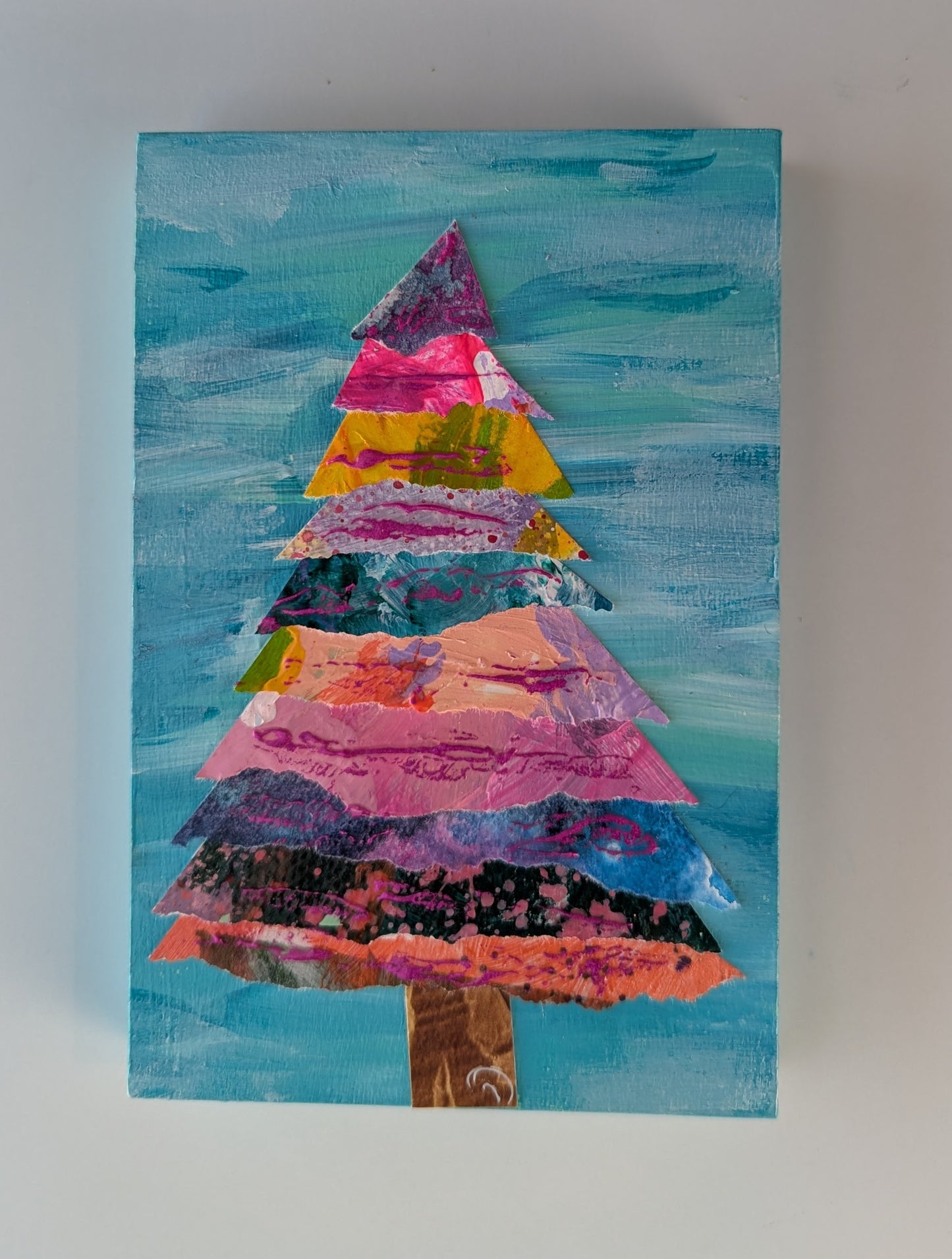Collaged Christmas Tree Shelf Sitter