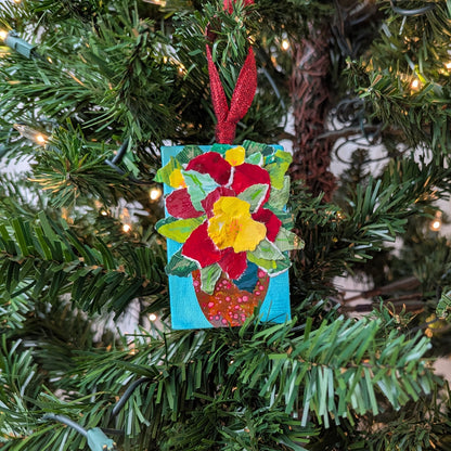 Miniature Flower Vase Christmas Ornament