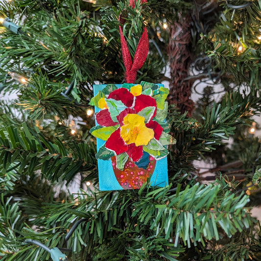 Miniature Flower Vase Christmas Ornament