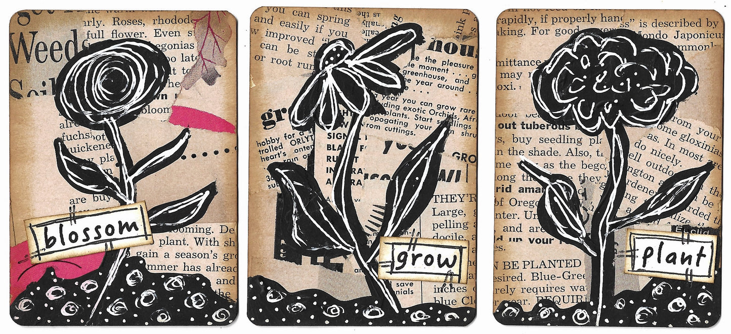 "Bloom & Grow" Artist Trading Card Trio #2