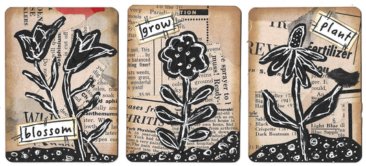 "Bloom & Grow" Artist Trading Card Trio #4