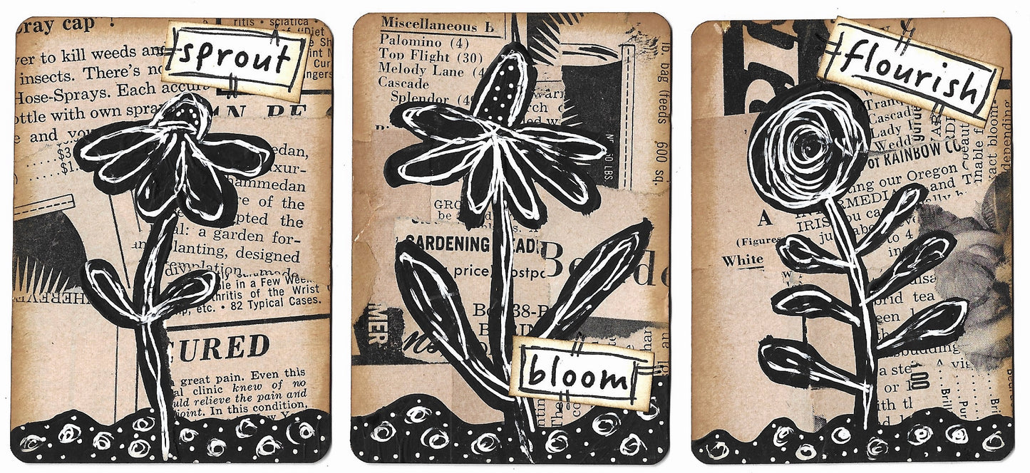 "Bloom & Grow" Artist Trading Card Trio #5