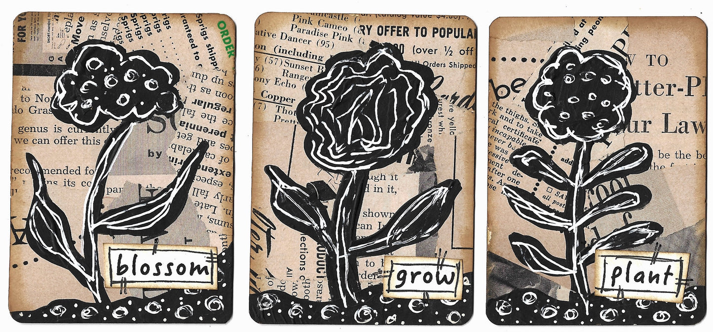 "Bloom & Grow" Artist Trading Card Trio #6