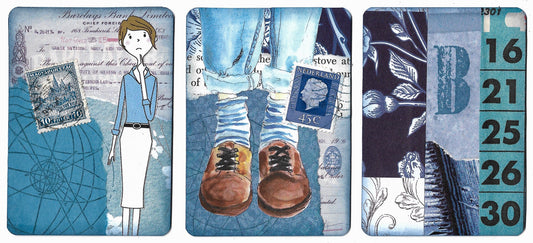 "Blue On Blue" Artist Trading Card Trio #3