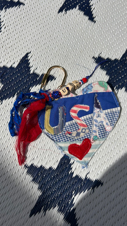 USA Heart Bag Tag