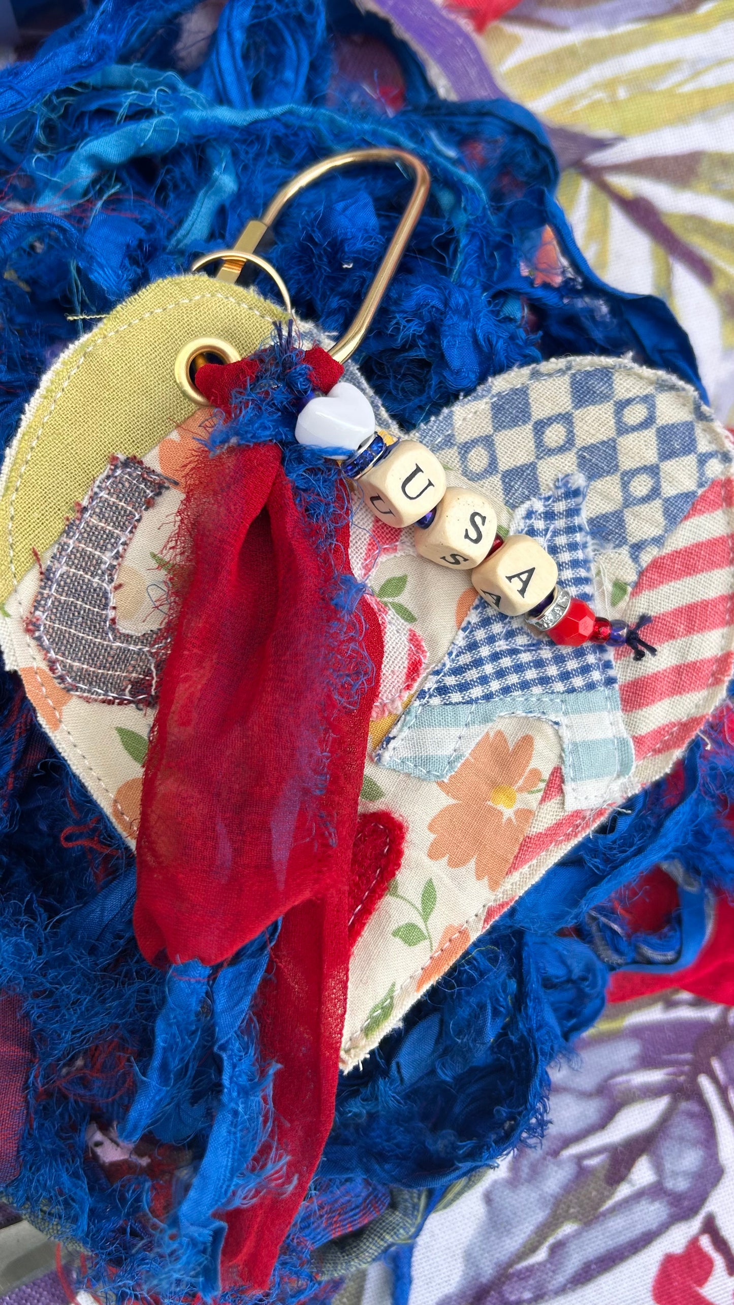 USA Heart Bag Tag