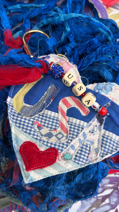 USA Heart Bag Tag