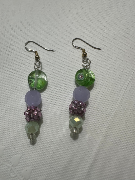 Lime and lavender earrings