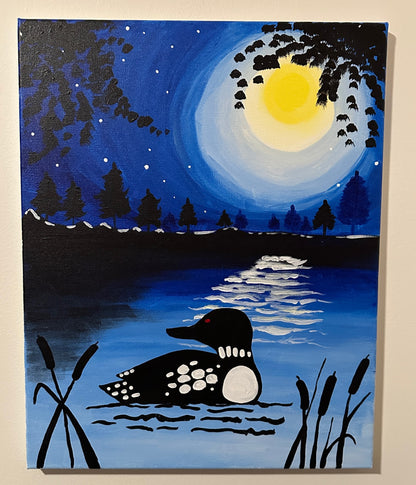 Loon under the moon