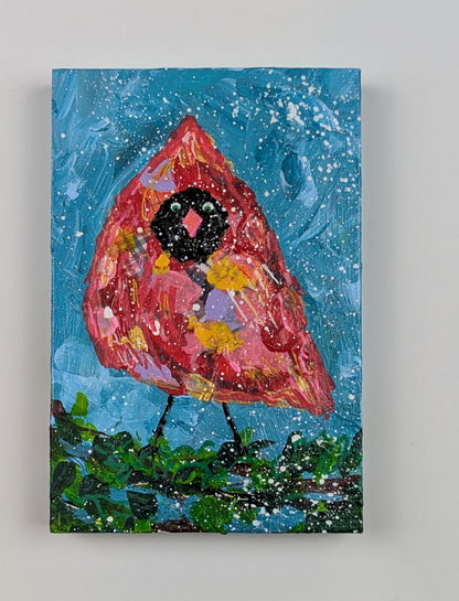 Cardinal in a Snowstorm Holiday Painting